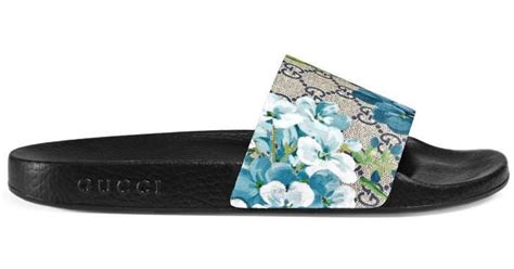 blue Gucci slides flower